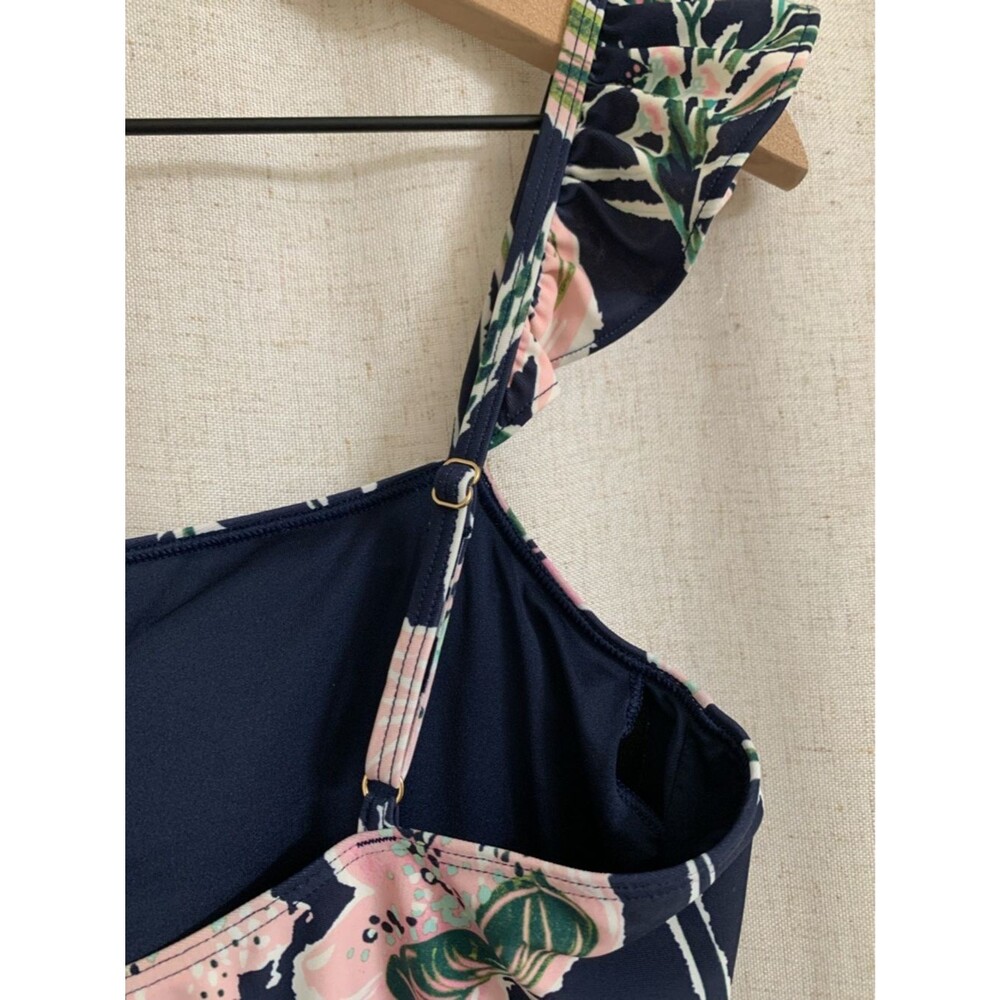 Vineyard Vines Navy Wild Floral Ruffled Strap OnePiece Swimsuit UPF 50+ Large - Picture 10 of 11